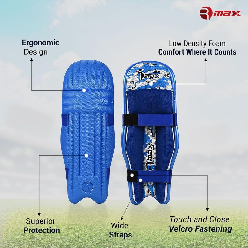 RMAX Cricket Batting Legguard Pad for Optimal Protection and Comfort for Cricketers, Full Size (Royal Blue) - Image 2