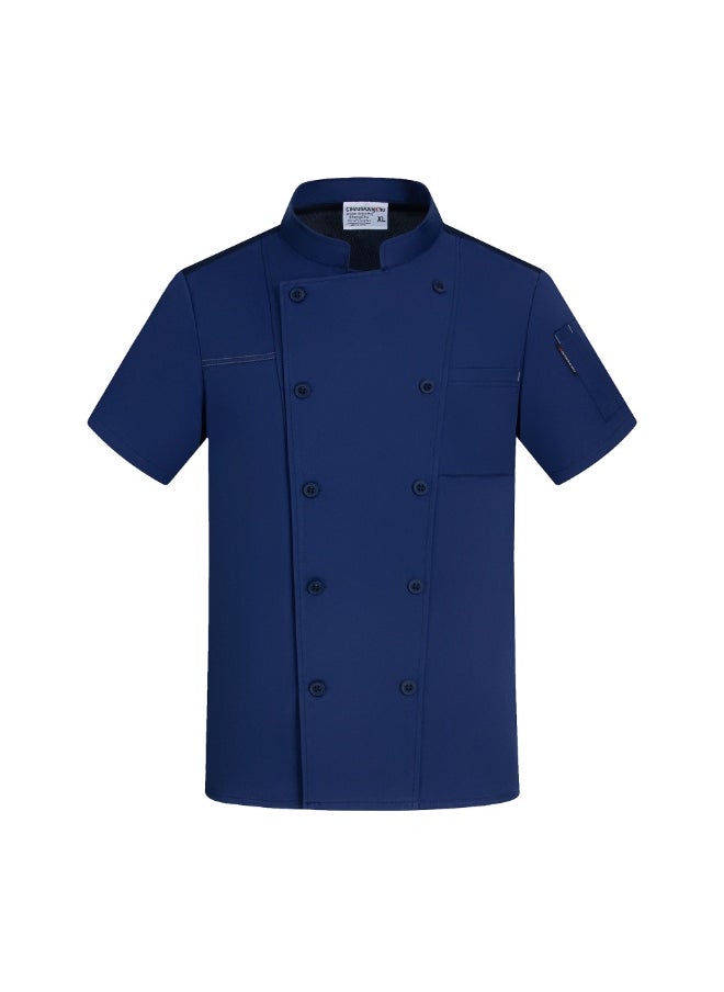 NIBEMINENT High-End Solid Color Chef Overalls Short Sleeve Men's Summer Breathable Dining Hotel Restaurant Restaurant Canteen Baking Work  - Image 1