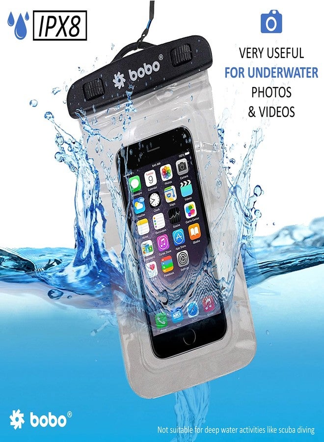 BOBO TPU+Plastic Universal Waterproof Pouch (Big Size) Cellphone Dry Bag Case for Smartphone Â- Transparent (Pack of 2) - Image 2