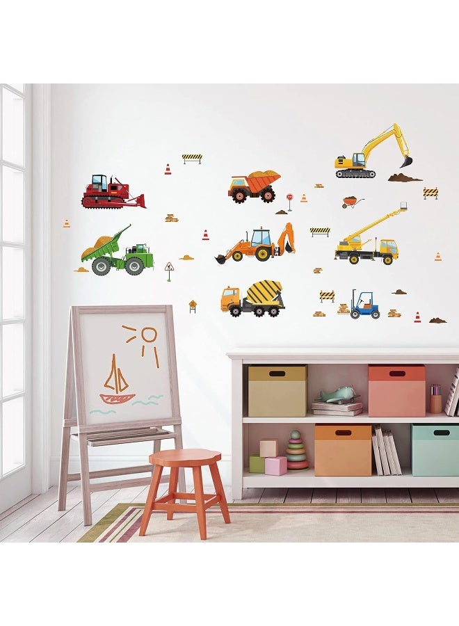 decalmile Construction Vehicles Wall Decals Tractor Excavator Crane Wall Stickers Kids Bedroom Boys Room Playroom Wall Decor - Image 3
