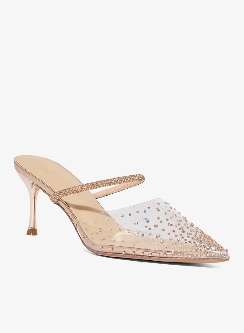 Ella Limited Edition Diamante Clear Pointy Mid Heel Pump