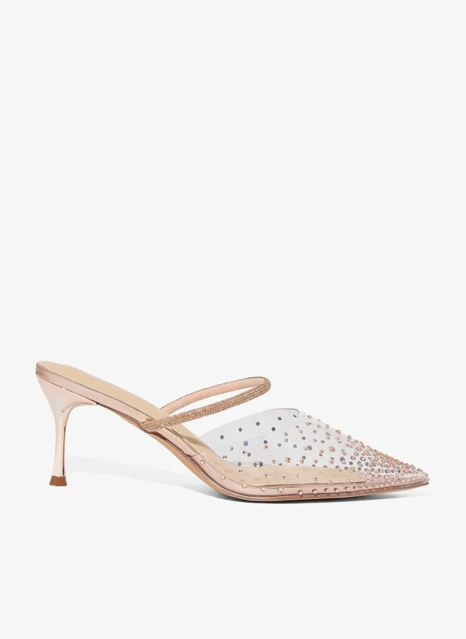 Ella Limited Edition Diamante Clear Pointy Mid Heel Pump