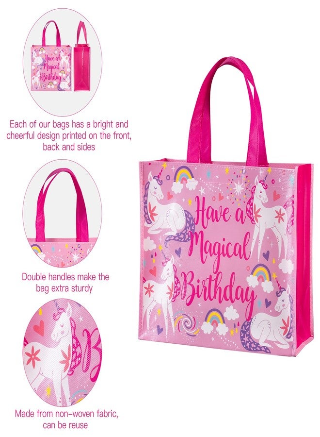 WRAPAHOLIC Large Reusable Magical Unicorn Birthday Gift Bag with Handles - 10 x 5 x 13 inch - Pink Magical Bday Gift Bags for Girls Birthday, Baby Girl Shower and Shopping - Image 2