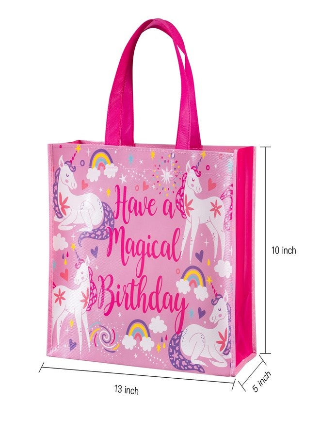 WRAPAHOLIC Large Reusable Magical Unicorn Birthday Gift Bag with Handles - 10 x 5 x 13 inch - Pink Magical Bday Gift Bags for Girls Birthday, Baby Girl Shower and Shopping - Image 3
