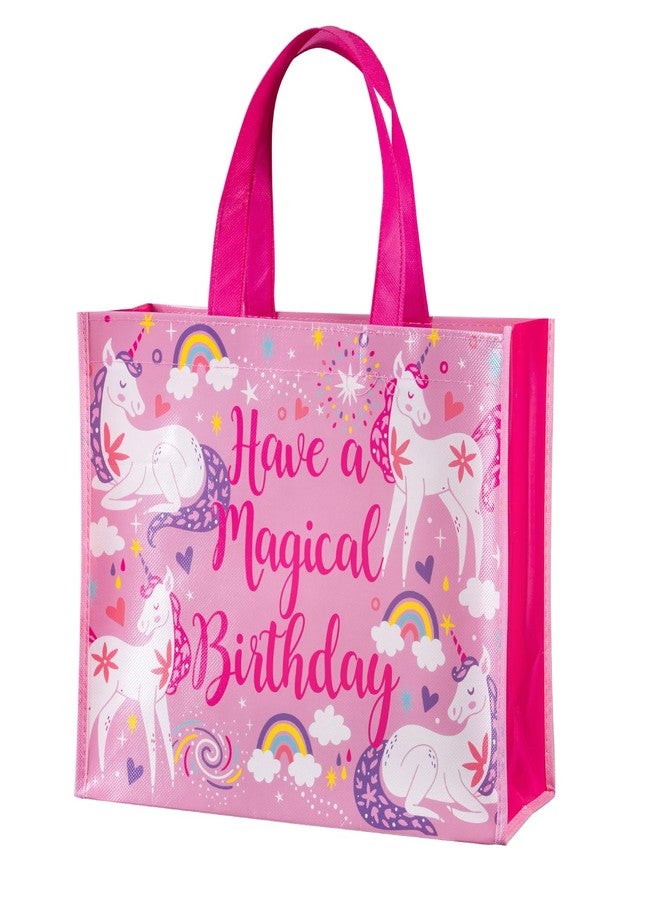 WRAPAHOLIC Large Reusable Magical Unicorn Birthday Gift Bag with Handles - 10 x 5 x 13 inch - Pink Magical Bday Gift Bags for Girls Birthday, Baby Girl Shower and Shopping - Image 1