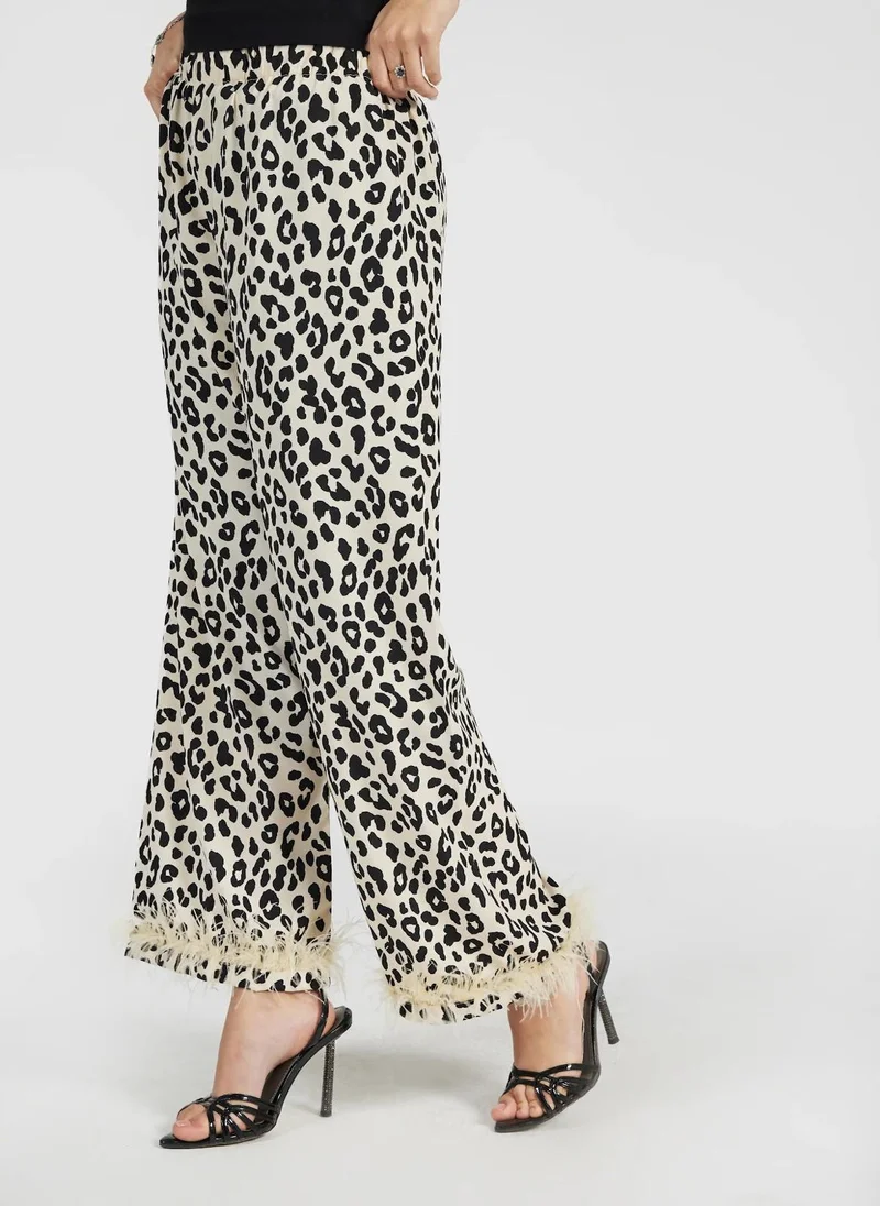 Reem Abayas Animal Print Feather Pants