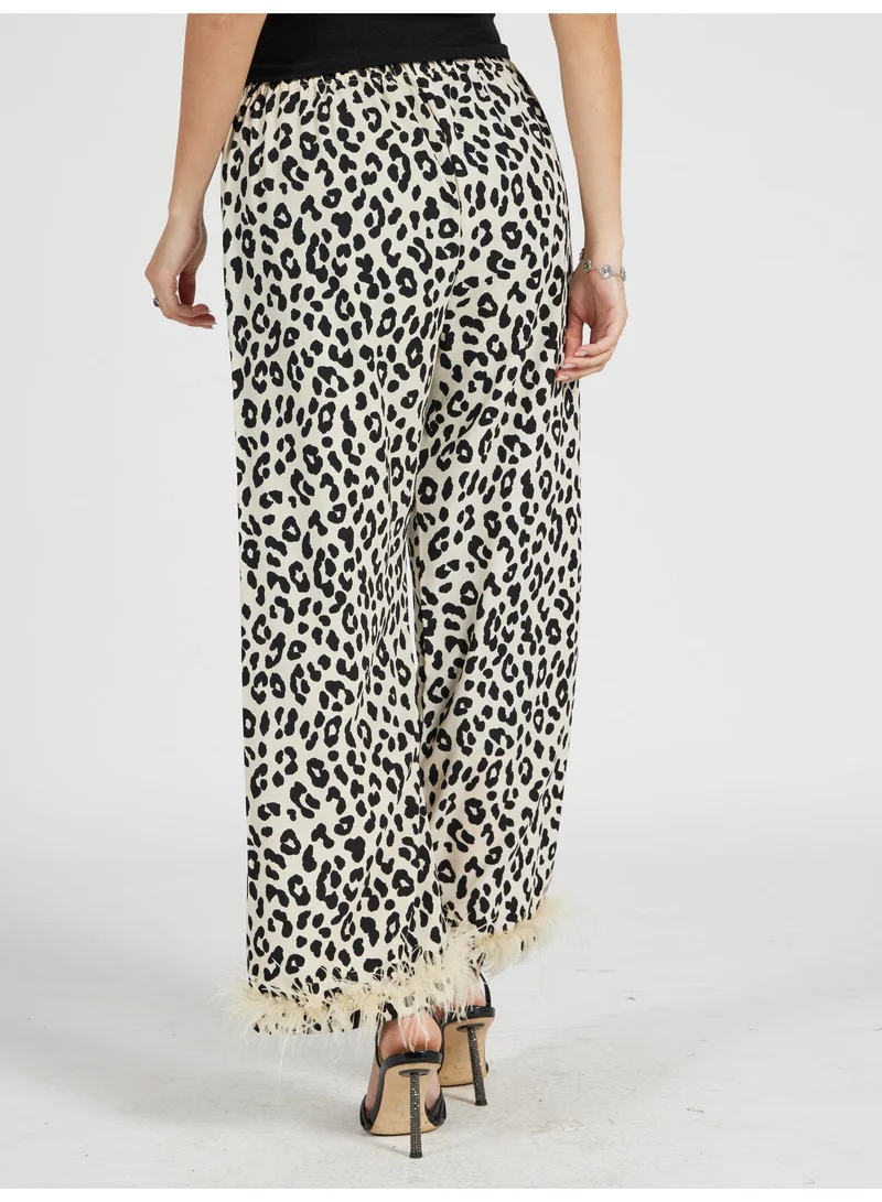 Reem Abayas Animal Print Feather Pants