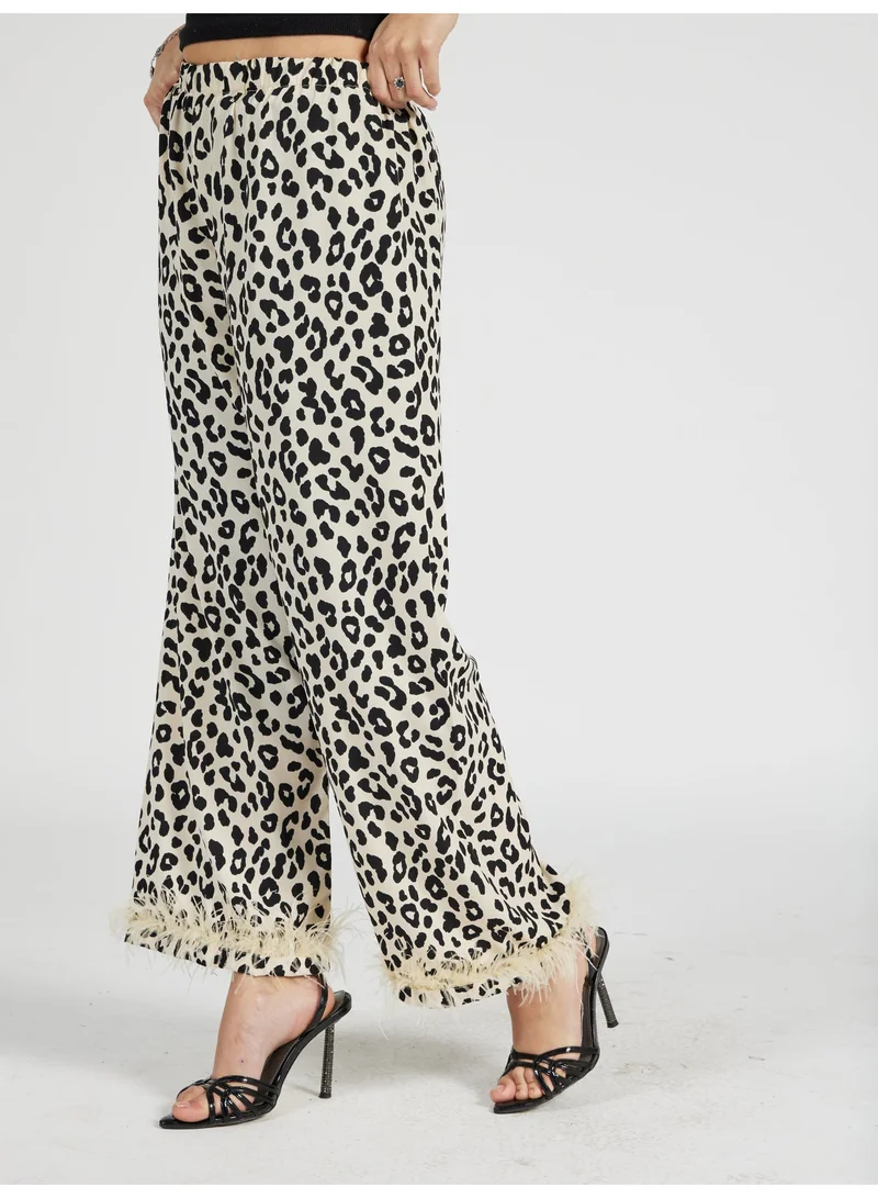 Reem Abayas Animal Print Feather Pants