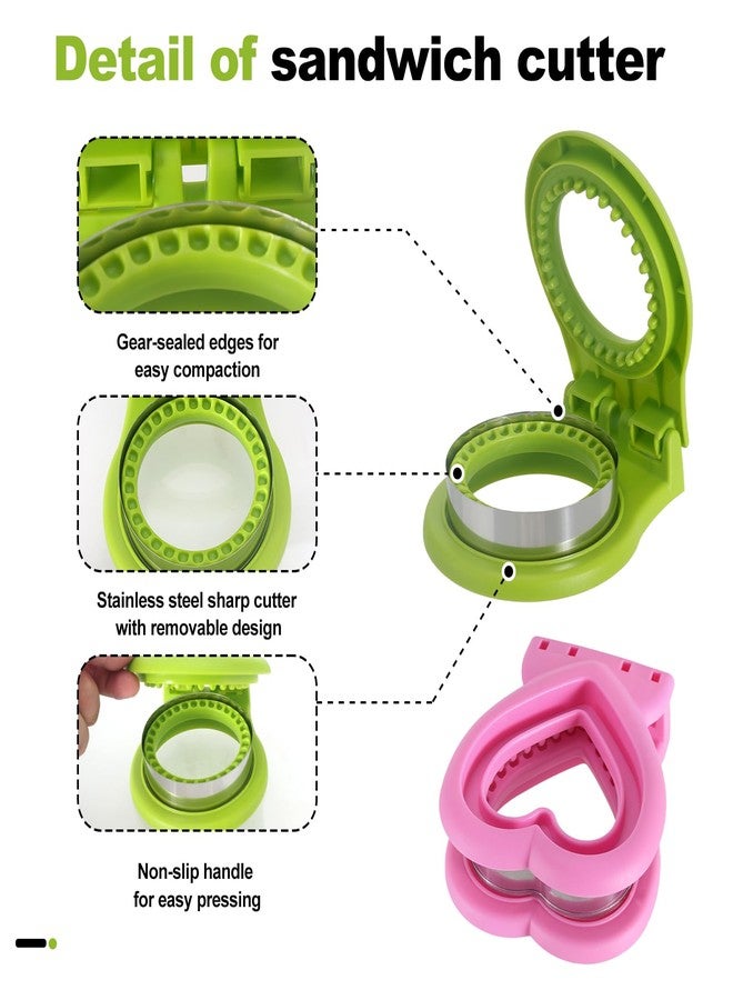 MULIRE Uncrustable Sandwich Cutter for Kids Lunch,2-Pack Sandwich Cutter Circle& Heart Shape Cutter & Sealer for Kids Breakfast and Lunchboxes - Image 2