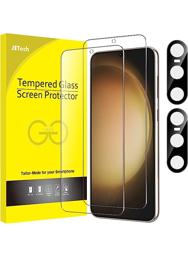 Jetech Screen Protector For Samsung Galaxy S23 5G 6.1-Inch With Camera Lens Protector, Tempered Glass Film, Fingerprint Id Compatible, Hd Clear, 2-Pack Each - Image 1