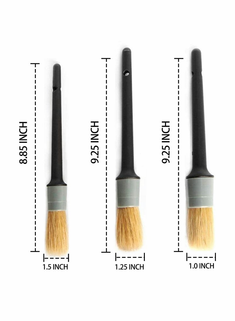 SOLARAE Ultra Soft Car Detail Brushes Car Detailing Brush - Set of 3 Pcs Different Sizes NO Metal Brush Parts for Cleaning Interior Upholstery, Air Vents, Wheels, Leather - Image 3