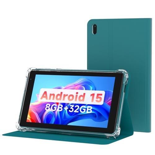 PEICHENG Tablet with Protective Case, 7" IPS 1024 * 600 Android 15.0 Tab PC RAM 8GB(3+5Expand)+ROM 32GB Bluetooth 5.0 WiFi6 2.4G+5G 2MP+5MP Dual Cameras (Blue) - Image 1