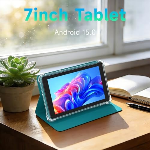 PEICHENG Tablet with Protective Case, 7" IPS 1024 * 600 Android 15.0 Tab PC RAM 8GB(3+5Expand)+ROM 32GB Bluetooth 5.0 WiFi6 2.4G+5G 2MP+5MP Dual Cameras (Blue) - Image 2