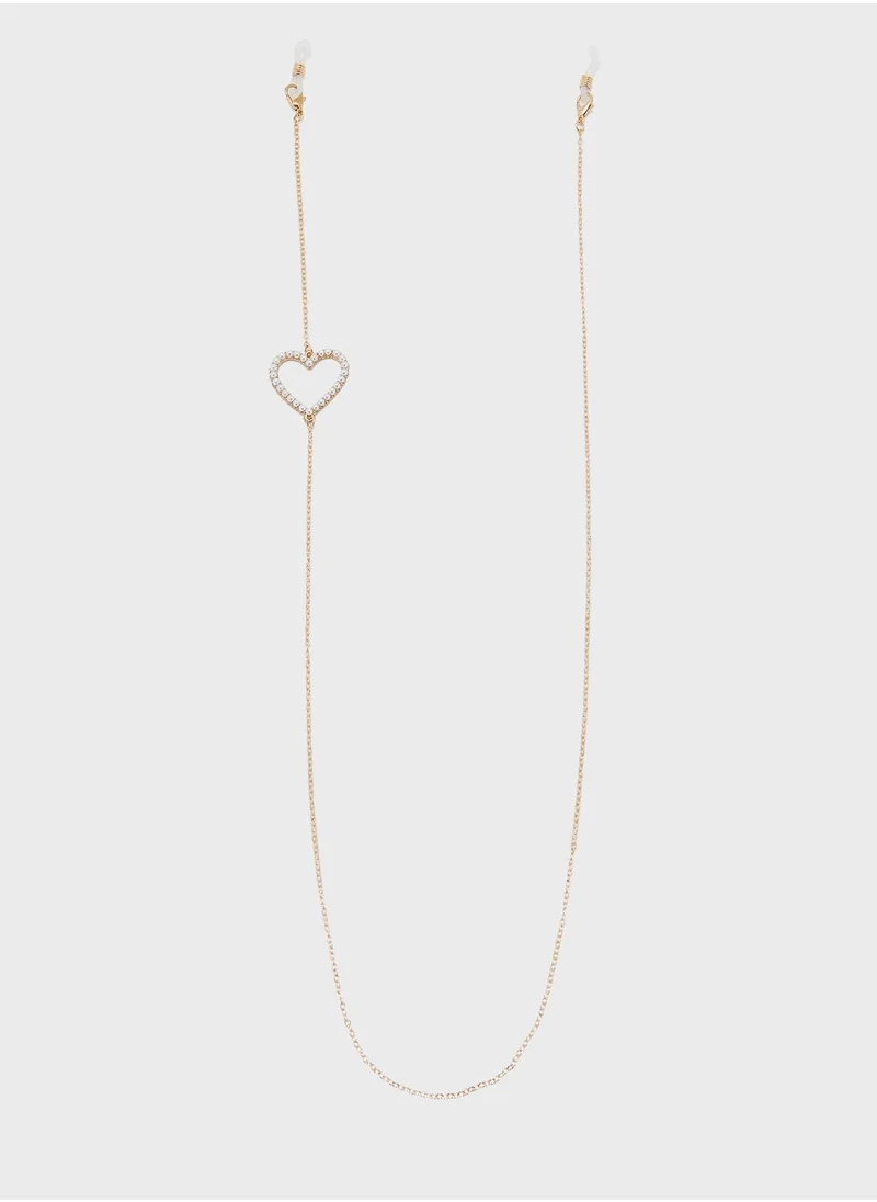 Ginger Pearl Detail Heart Sunglass Chain