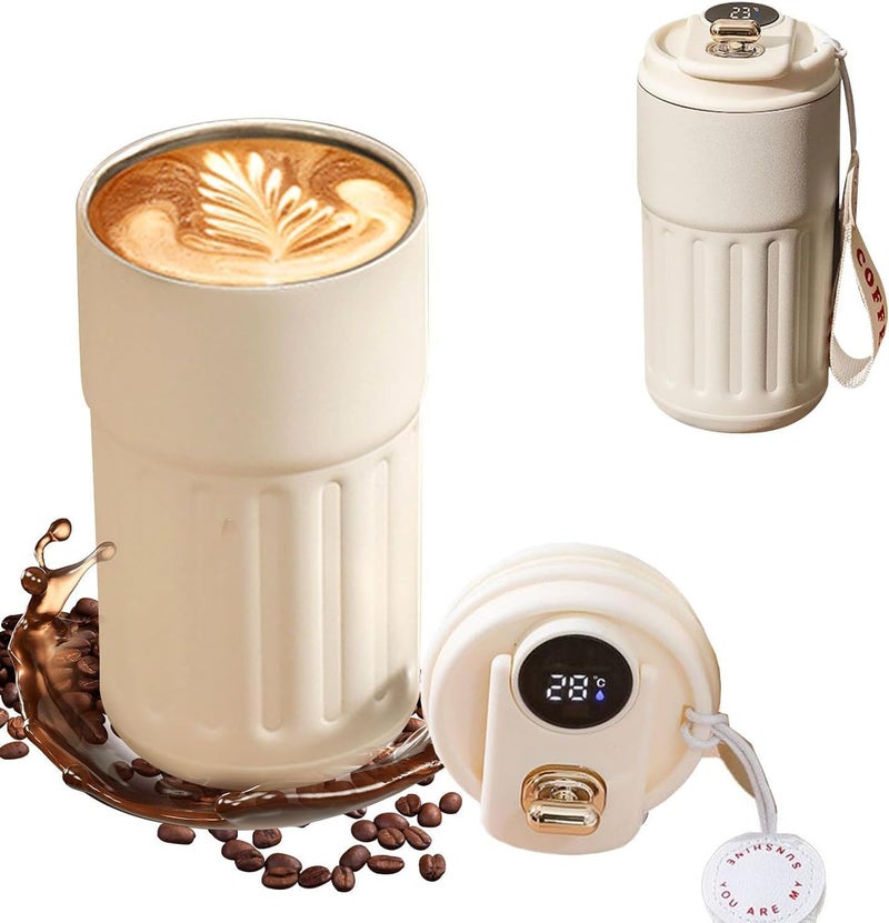 Deoxys 450ml Smart Coffee Cup 316 Stainless Steel Coffee CupTravel Vacuum Insulated Cup with LED Temperature Display Hot and Cold Tea Coffee Thermoses Cup for Home Office and Outdoor - Image 1