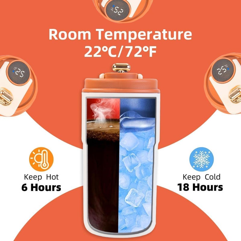 Deoxys 450ml Smart Coffee Cup 316 Stainless Steel Coffee CupTravel Vacuum Insulated Cup with LED Temperature Display Hot and Cold Tea Coffee Thermoses Cup for Home Office and Outdoor - Image 3
