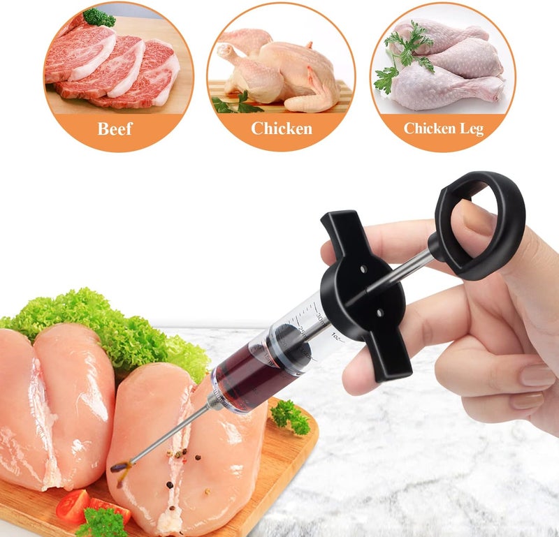GRILL BUMP حقنة اللحم، حقنات اللحم للتدخين، حقنة اللحم تأتي مع 2 إبرة حقن تتبيلة؛ حقن التتبيلات للحوم، الديك الرومي، الدجاج؛ دليل المستخدم متضمن، 1 أونصة - Image 3