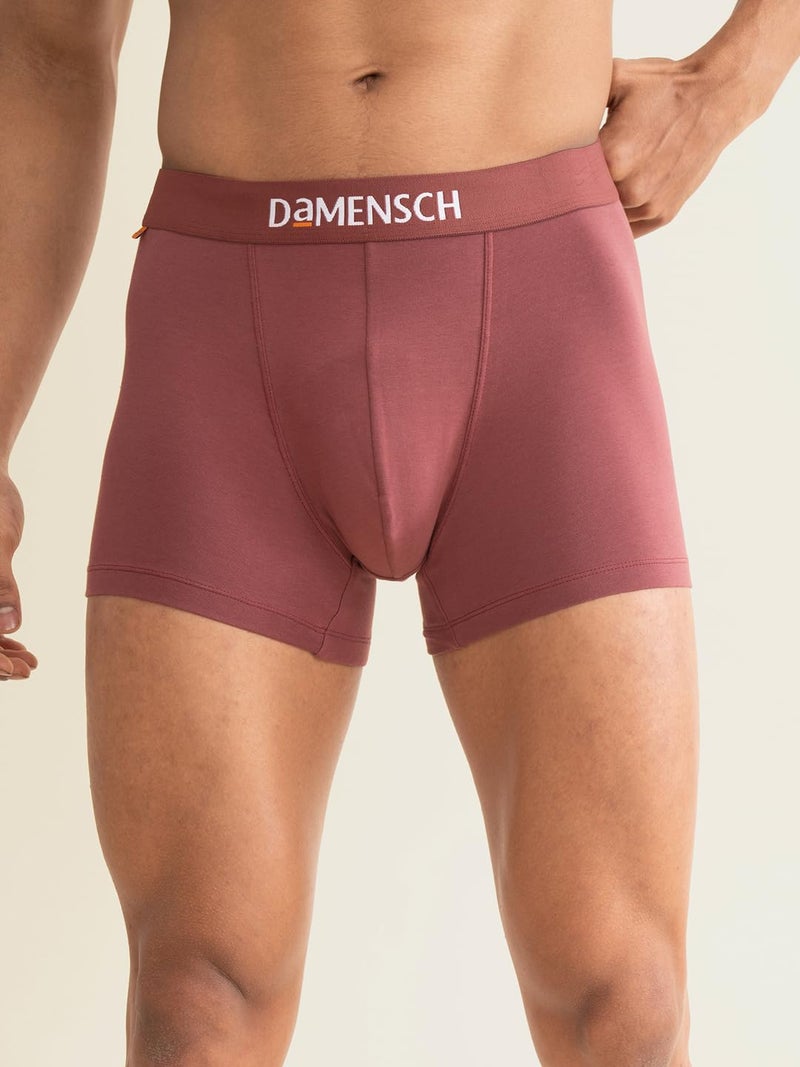 DAMENSCH Men's Deo-Cotton Deodorizing Trunks- Pack of 2- Rusty Red,Deep Olive- Medium - Image 4