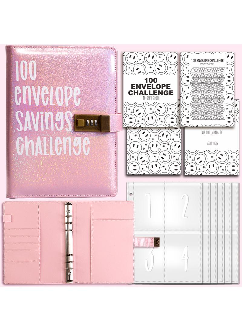 Y&D 100 Envelopes Money Saving Challenge 100 Envelope Challenge Binder 100-Day Envelope Challenge Kit Money Saving Binder Easy and Funny Way to Save Budget Planner Savings Book  - Image 1