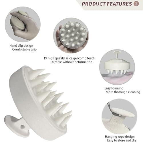 KBS Hair Scalp Massager Shampoo Brush with Soft Silicone Bristles for Anti Dandruff Removal Head Massager Prevents Hair loss for Men, Women (WHITE)… - Image 3
