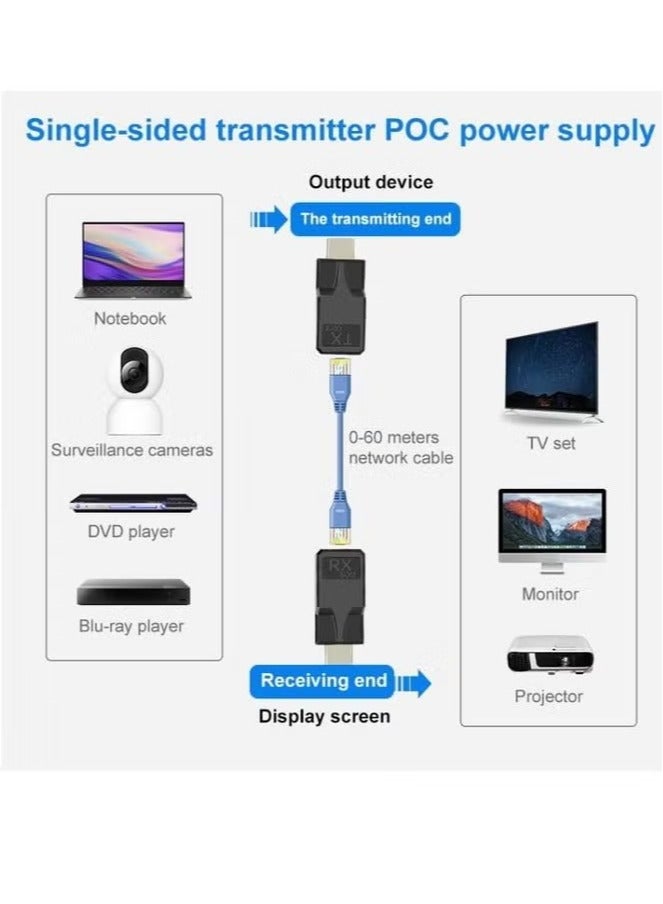 Zero 60m RJ45 to HDMI Network Extender, with Cable tybe-C - Black - Image 5