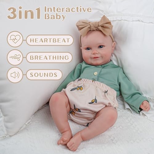 BABESIDE 3in1 Interactive Reborn Baby Dolls 20Inch Cute Soft Vinyl RealisticNewborn Baby Doll Poseable Real Life Lifelike Baby Dolls wDoll Accessories for 3 Year Old Girls - Image 5