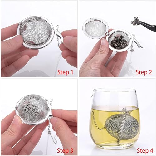 SIYANSHU Stainless Steel Tea Ball with Extended Chain Hook - Tea Strainers for Loose Tea - Tea Forte Infuser Filters - Mesh Tea Strainer (Small Size, Pack of 1). - Image 4