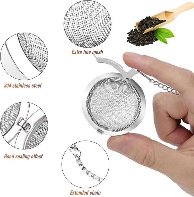 SIYANSHU Stainless Steel Tea Ball with Extended Chain Hook - Tea Strainers for Loose Tea - Tea Forte Infuser Filters - Mesh Tea Strainer (Small Size, Pack of 1). - Image 3