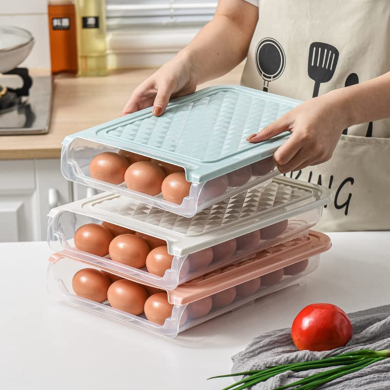 GION 18 Grid Egg HolderSingle Layer Automatic Rolling Egg Storage BoxFood Storage BoxVegetable Storage BasketCarrier CasesOne Layer Egg Box - Image 2