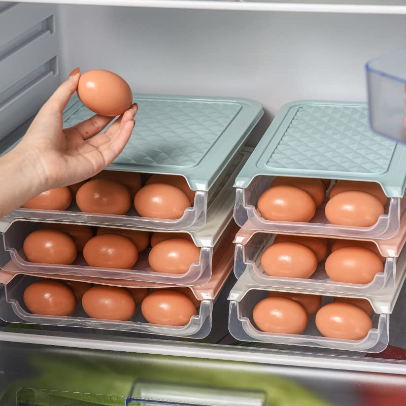 GION 18 Grid Egg HolderSingle Layer Automatic Rolling Egg Storage BoxFood Storage BoxVegetable Storage BasketCarrier CasesOne Layer Egg Box - Image 3
