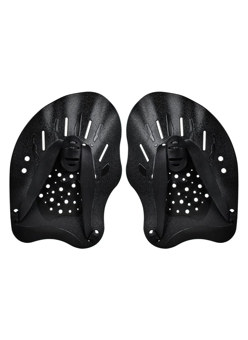Halamine 1 Pair Swim Paddles, Training Hand Paddles, Lightweight And Fast, Easy To Disassemble, Swimming Aids For Adults Kids, Black ﻿  - Image 2