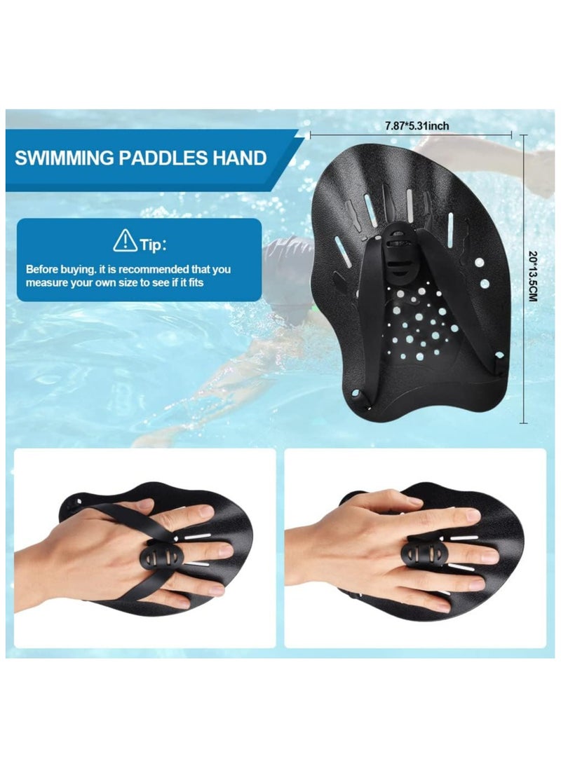 Halamine 1 Pair Swim Paddles, Training Hand Paddles, Lightweight And Fast, Easy To Disassemble, Swimming Aids For Adults Kids, Black ﻿  - Image 3