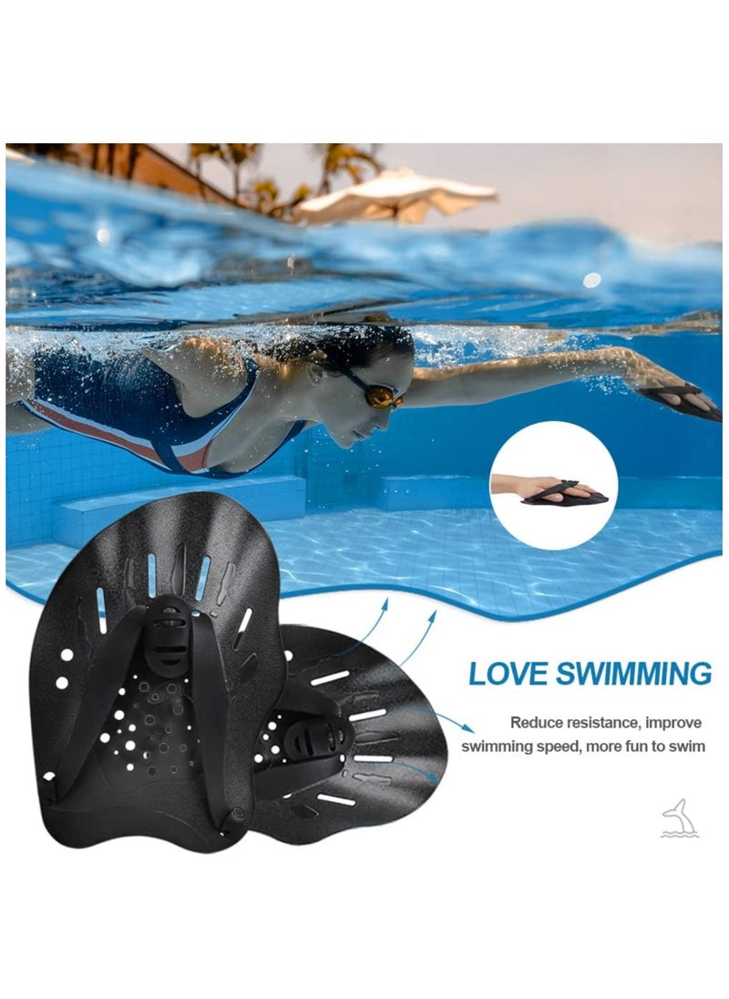 Halamine 1 Pair Swim Paddles, Training Hand Paddles, Lightweight And Fast, Easy To Disassemble, Swimming Aids For Adults Kids, Black ﻿  - Image 4
