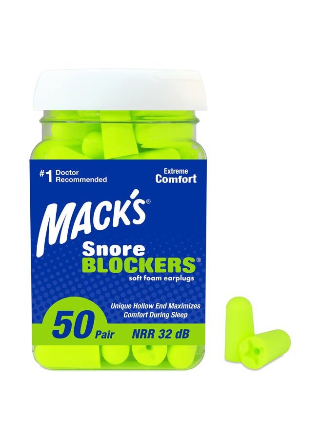 Mack's سدادات أذن ناعمة لمنع الشخير، 50 زوج – 32 ديسيبل تصنيف عزل عالي – سدادات أذن مريحة للنوم، الشخير، الضوضاء العالية والسفر - Image 1