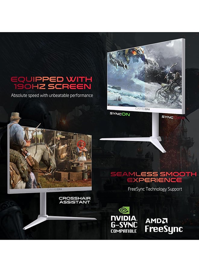 GAMEON 27" Inch Artic Pro-Series Gaming Monitor (1920x1080) FHD, 190Hz Refresh Rate, MPRT 0.5ms Response Time, Fast IPS Panel, G-Sync Free Sync with HDMI 2.1 (Support PS5) GOA27FHD190IPS | White - Image 5
