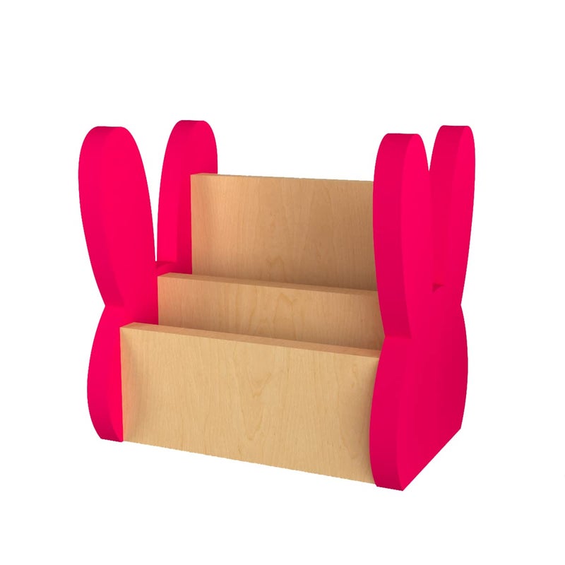 X&Y Furniture For Growth XY Furniture For Growth Cyan Lemon Bunny Wooden Organiser for Kids 1 Years Above Sustainable Birch Ply Wood Bunny Organizer Sturdy Non Toxic Paint Finish Fluorescent Pink  - Image 3