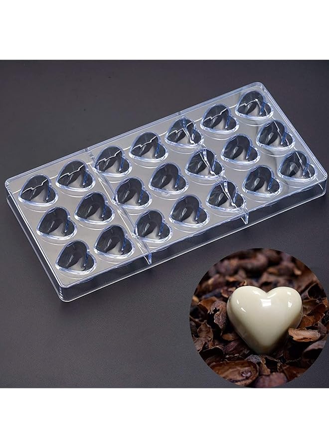S-TOP Sweet Candy DIY Mold 21 Mini Heart Shaped Clear Plastic PC Handmade Chocolate Making Mold Pastry Dessert Baking Pan Cake Decoration Tool for Mousse, Jelly, Candy, Chocola - Image 1