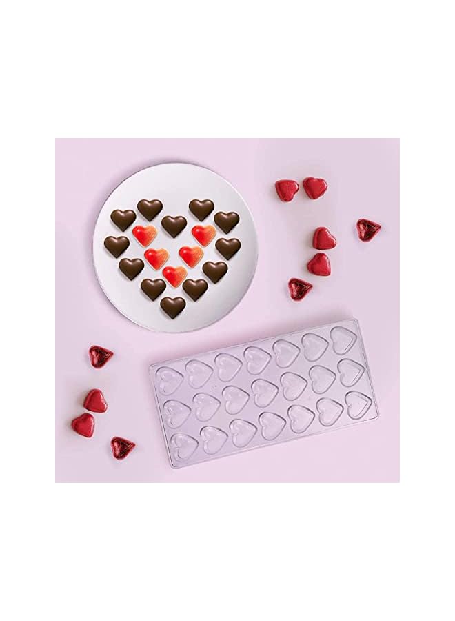S-TOP Sweet Candy DIY Mold 21 Mini Heart Shaped Clear Plastic PC Handmade Chocolate Making Mold Pastry Dessert Baking Pan Cake Decoration Tool for Mousse, Jelly, Candy, Chocola - Image 2