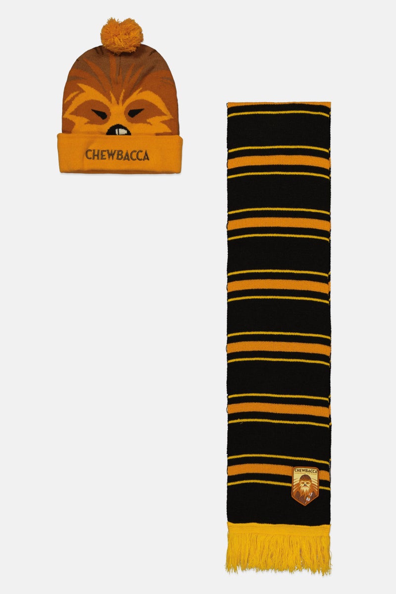 DIFUZED طقم هدية قبعة وشال تشوباكا للرجال، خردل - Image 3