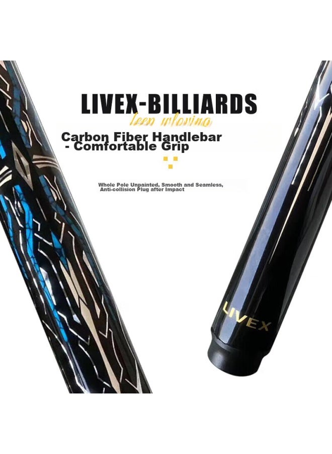 Livex Livex Carbon Fiber Small Tip Cue, Chinese-style Black 8, High-tech Carbon 1/2 Pool Cue, Detachable Billiard Cue With Cue Case, Ts02 - Image 3
