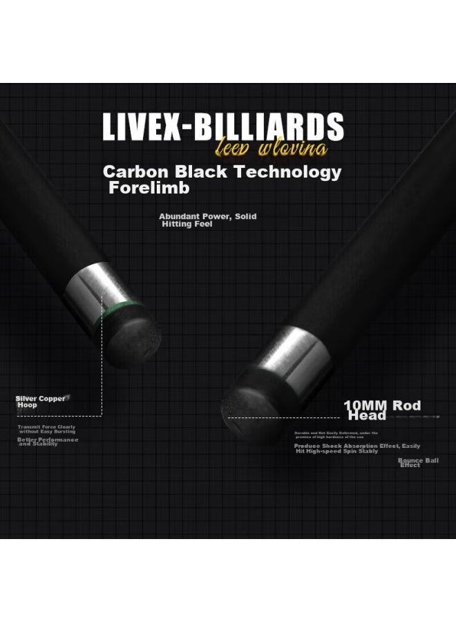 Livex Livex Carbon Fiber Small Tip Cue, Chinese-style Black 8, High-tech Carbon 1/2 Pool Cue, Detachable Billiard Cue With Cue Case, Ts02 - Image 5