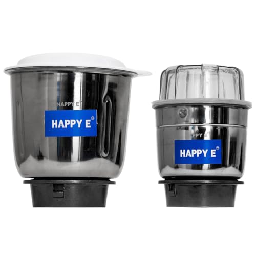 HAPPY E Mixer Grinder 2 jar Combo Set Chutney Jar and Grinder Jar (Heavy) for Bajaj/Preethi/Prestige/Activa/Sumeet/Ganga/Orient/Crompton/LifeLong/Jaipan (1000ML+400ML) Perfect for Wet and Dry Grinding - Image 1