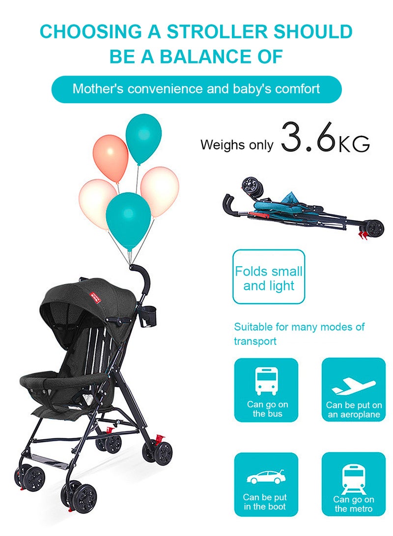 MaBaby Single Baby Stroller-Black - Image 3