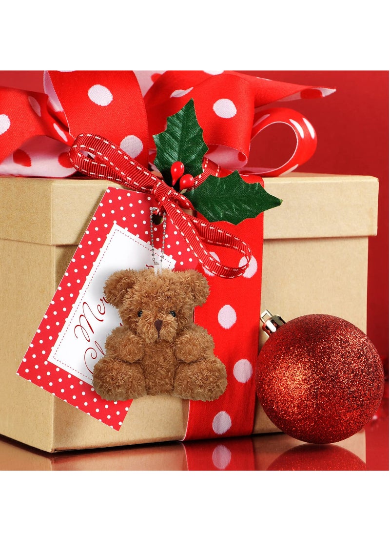 KASTWAVE Plush Teddy Bear Pendant, Mini Plush Animal Soft Bear Doll Toys for Keychain Bag DIY Decorations, Birthday Wedding Graduation Gifts, Gift Box Filled Party Decorations 8pcs, Brown, Apricot  - Image 2