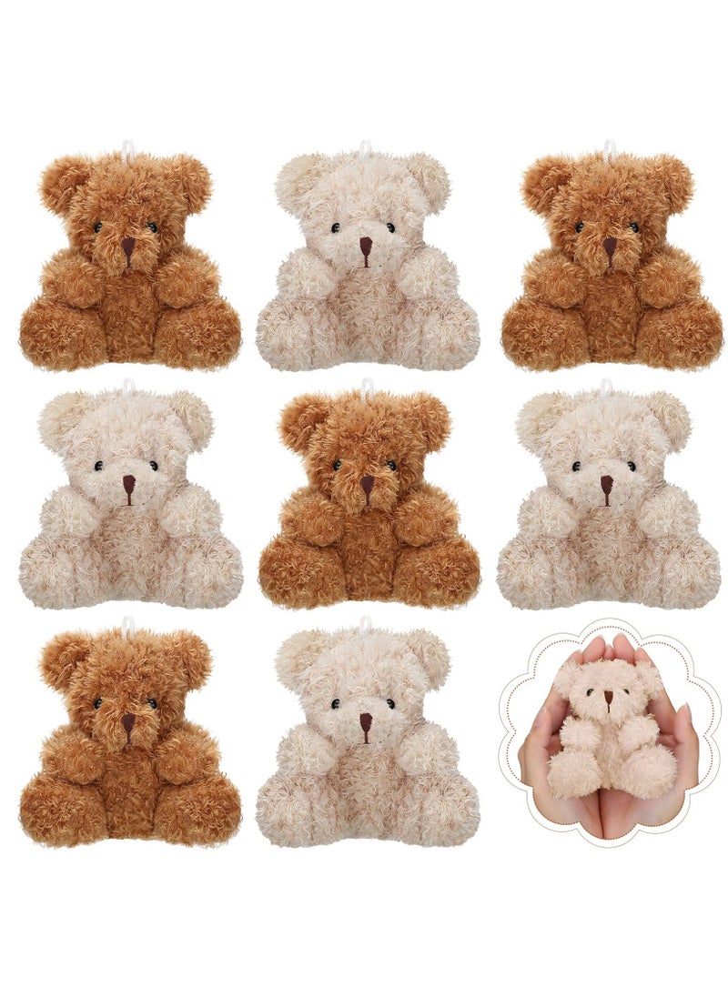 KASTWAVE Plush Teddy Bear Pendant, Mini Plush Animal Soft Bear Doll Toys for Keychain Bag DIY Decorations, Birthday Wedding Graduation Gifts, Gift Box Filled Party Decorations 8pcs, Brown, Apricot  - Image 1