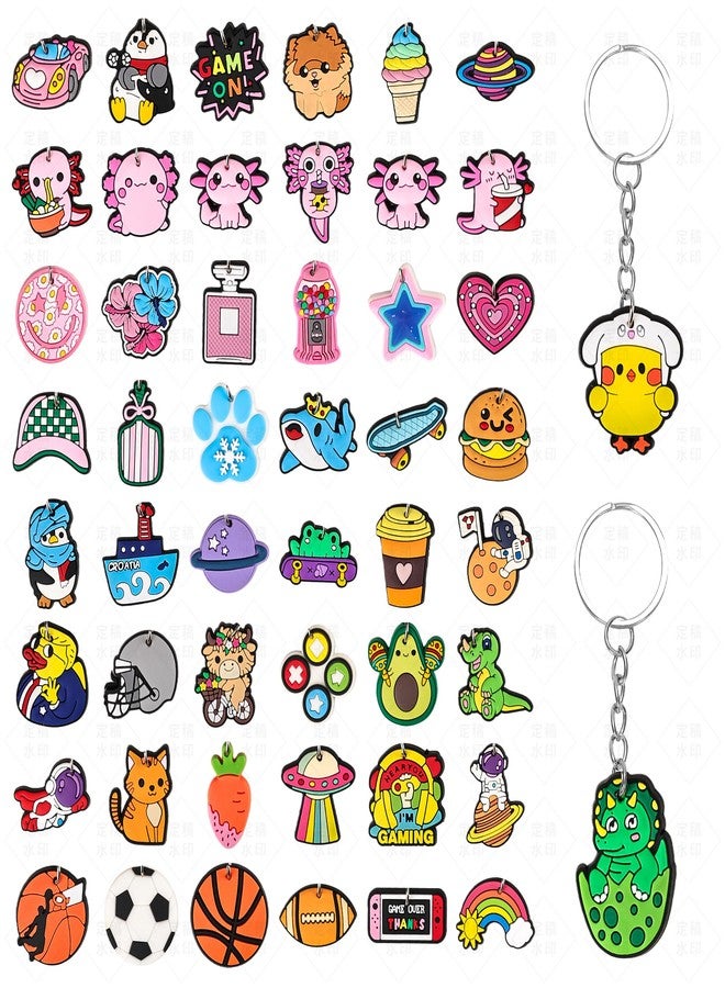 Ella & Emma 30/50/100 Bulk Different Keychains, Mixed Non-Repeat Cute Key Chain for Classroom Prizes Students Incentives Holiday Gifts Party Favors (50pcs Mixed) - Image 1