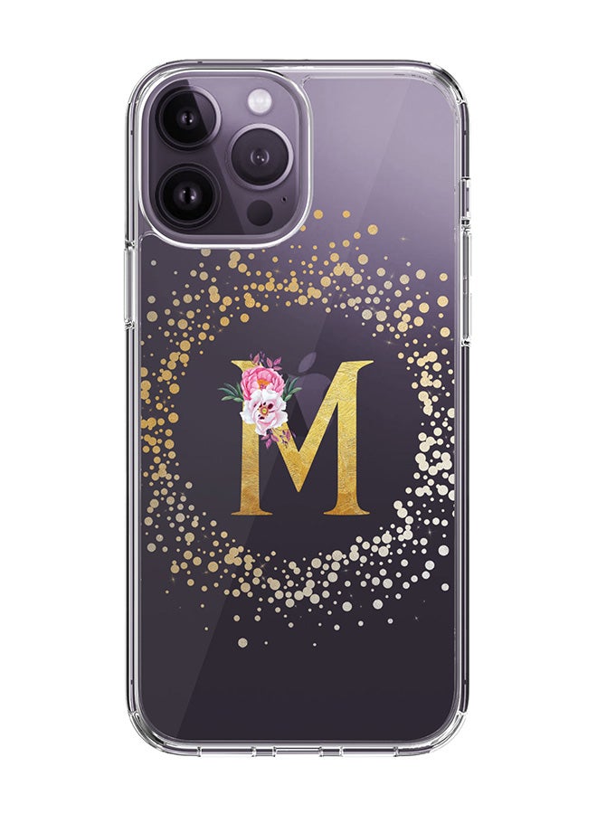 Stylizedd Classic Clear Case For iPhone 14 Pro Max, Hybrid Soft Case Thin Cover- Custom Monogram Initial Letter Floral Pattern Alphabet - M(Transparent) - Image 1