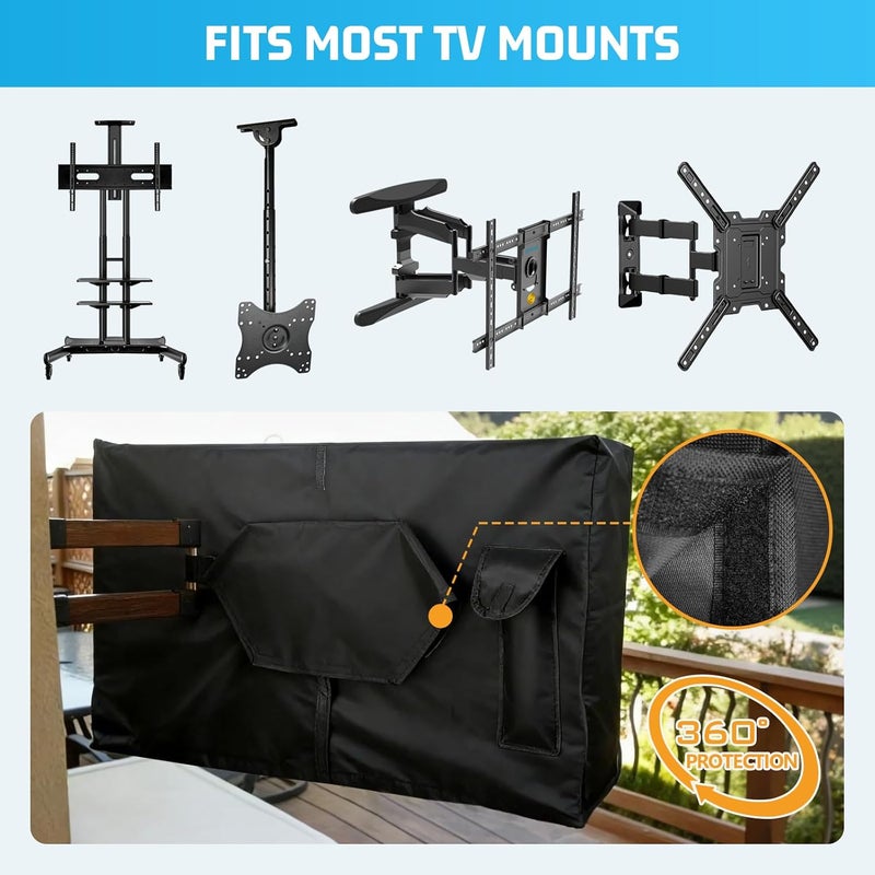 2win2buy Outdoor TV Cover 48 to 50 Inch Weatherproof, Waterproof Outside TV Covers Heavy Duty 600D Oxford TV Covers Outdoor TV Screen Protectors Shield with Full Zippers for Flat Screen Outdoor TVs - Image 3