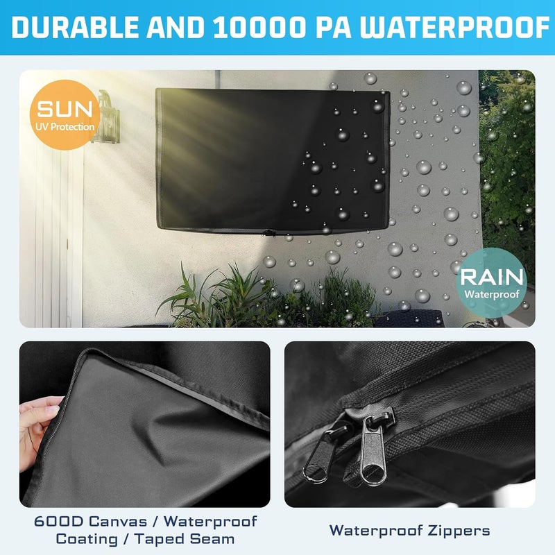 2win2buy Outdoor TV Cover 48 to 50 Inch Weatherproof, Waterproof Outside TV Covers Heavy Duty 600D Oxford TV Covers Outdoor TV Screen Protectors Shield with Full Zippers for Flat Screen Outdoor TVs - Image 4