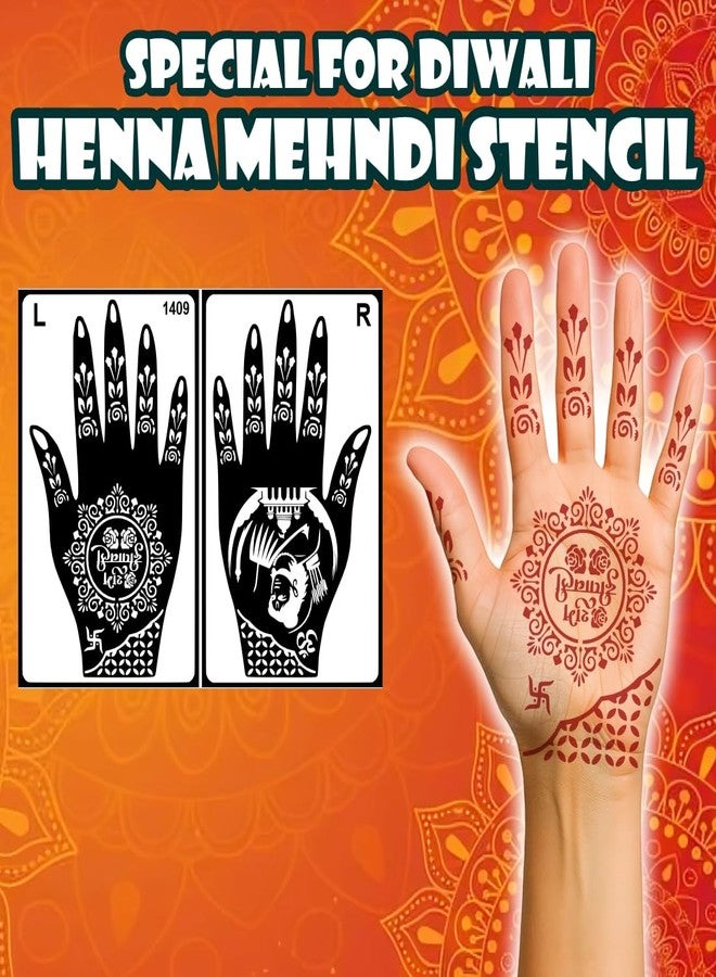 ORDERSHOCK Diwali Art With Sri Ram Full Hand Mehndi Stencil Sticker For Women, Girls & Festival - Image 3